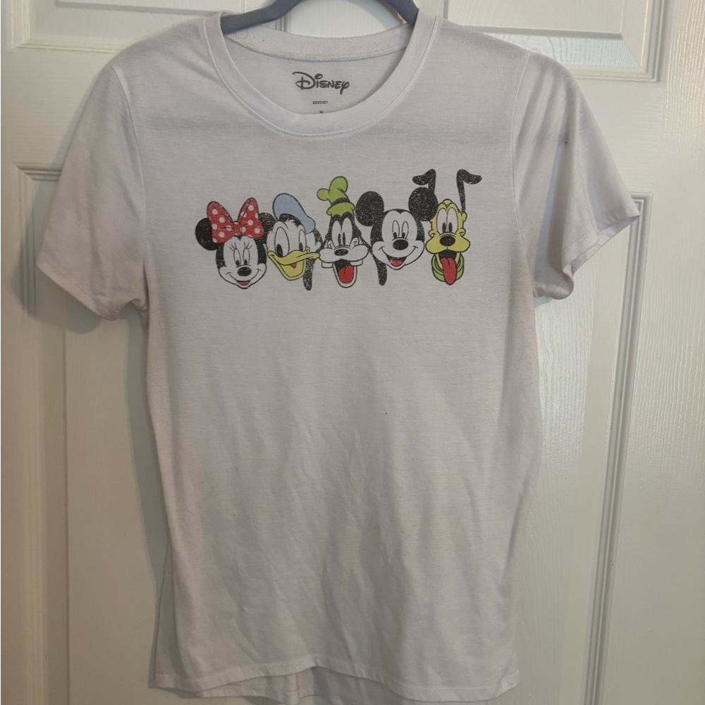 Disney White Cartoon Character Short Sleeve Tee